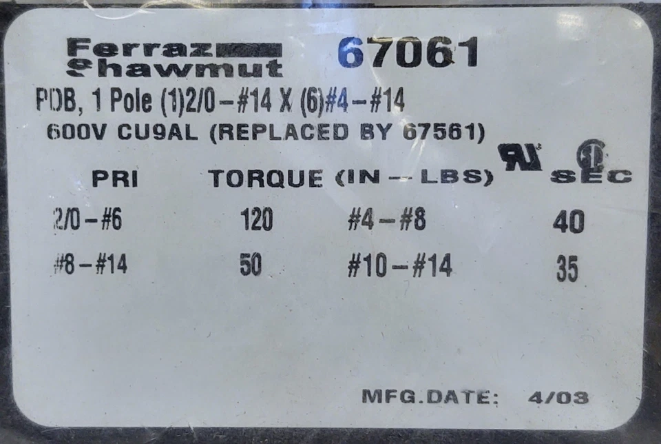 Ferraz Shawmut 67061 Power Distribution Block - Image 2 of 4