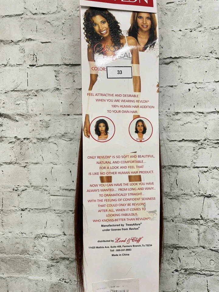 #33 castaño rojizo Revlon 100 % cabello humano extensión de tejido 12" nuevo en paquete castaño rojizo oscuro Foto 4 de 4