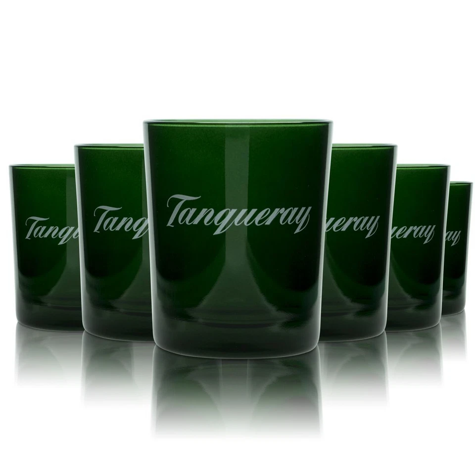 6x Tanqueray Gin Glas 0,25l Grüne Tumbler Becher Gläser Gin-Tonic Windlicht