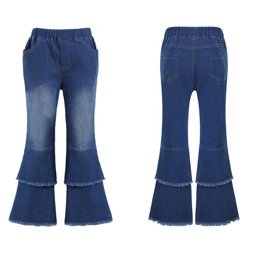 Kids Girls Ripped Tassel Button Dowm 