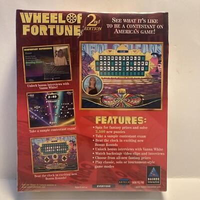 Wheel of Fortune 2nd Edition 2500 Puzzles PC Game New Sealed In