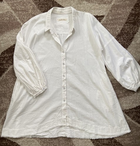 $108 NWT - FREE We THE PEOPLE Long Sleeve Large WHITE Blouse Shirt Top OVERSIZED - Picture 9 of 20