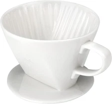 Pour Over Coffee Dripper, Ceramic Pour Over Coffee Maker with 3 Holes Flat Botto