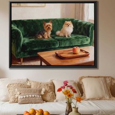 Yorkshire Terrier Oil Painting Dog Canvas Print Living Room Decor Pomeranian Art