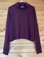 Michael Stars Women’s L Frida Mock Neck Luxe Top Sweater Long Sleeve Relaxed Fit