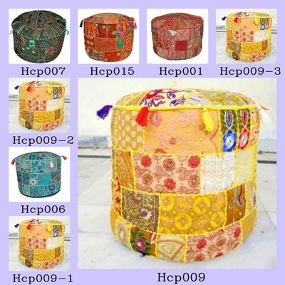New Indian Assorted Patch Work Pouf Ottoman Foot Stool Cover Poof Floor Pillow