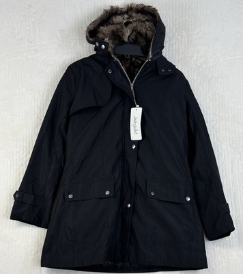 Jade & Juliet Hooded Removable Lining Black Faux Fur Coat Sz S NWT 2 In 1