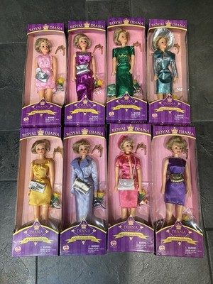Set Of 8 Vintage Royal Diana Dolls Princess Of Wales Way Out Toys Sealed + Book