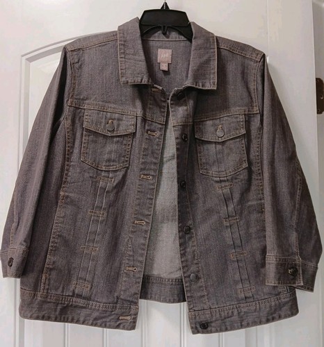J Jill Jeansjacke Knopfleiste mittelgrau 3/4 Arm - Bild 2 von 14