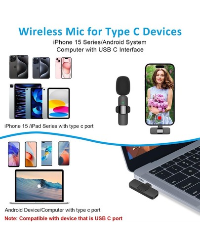 Professional Wireless Lavalier Lapel Microphone for iPhone iPad Podcast - Picture 3 of 10