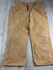 Carhartt Tan Mens Carpenter Duck Canvas Work Pants No Size Tag, Inseam 31