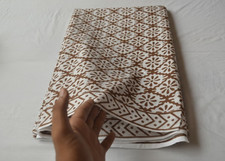 4 Yard White Brown Hand Block 100 Cotton Fabric NO TARRIF CHARGES 100 KK4