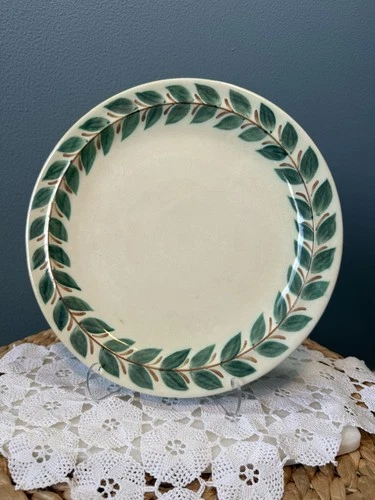 Vintage Red Wing Pottery Provincial Ardennes Green Leaves 10” Dinner Plate