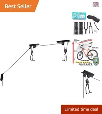 Bike Hanger Overhead Hoist Pulley System 100lb Capacity Garage Ceiling Storage