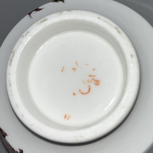 Antigua taza y platillo Royal Crown Derby años 1860 Stevenson y Hancock inglés - Imagen 11 de 16