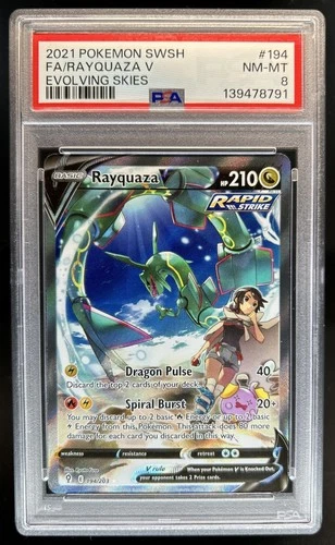2021 Pokemon SWSH Evolving Skies Rayquaza V #194/203 PSA 8