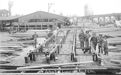 Lumber Yard Mill Sorting Table Falls City Oregon OR - Reprint