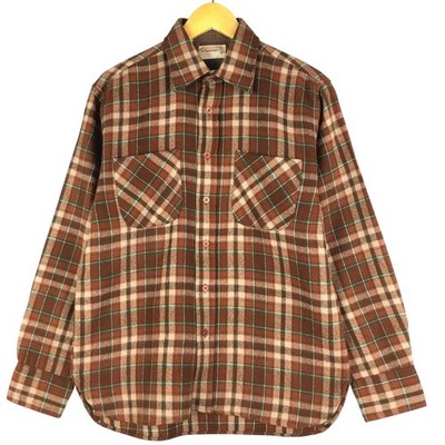 Vintage 1970'S Arrow Check Pattern Long Sleeve Acrylic Shirt Men's Size Medium