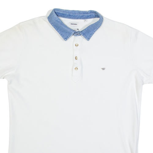 DIESEL Mens Polo Shirt White L - Picture 2 of 6