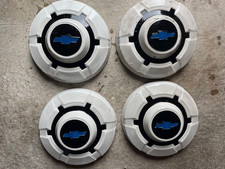 Oem Factory 1969-1972 Chevy C20 White - Blue 12 Dog Dish Hubcaps Oem Factory 1969-1972 Chevy C20 White - Blue 12 Dog Dish Hubcaps