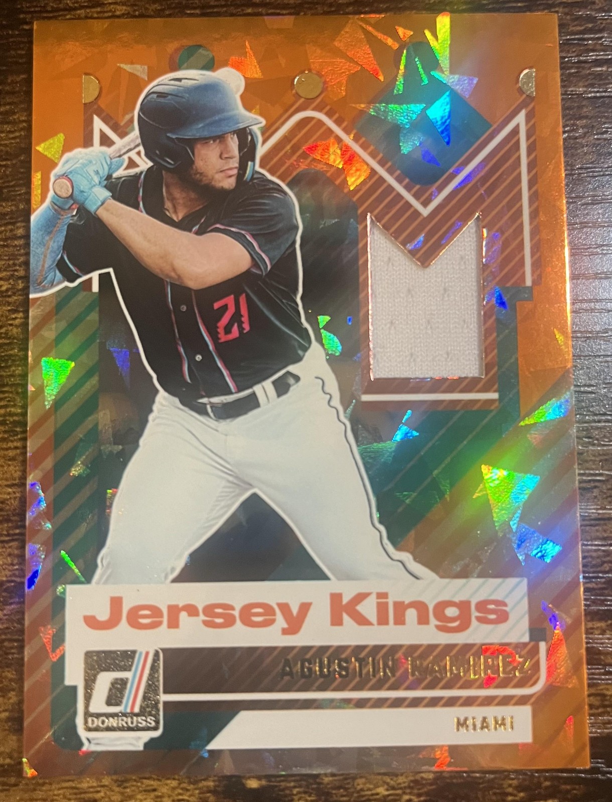 2025 Donruss #JK-AR Agustin Ramirez Jersey Kings Orange Ice Rookie MARLINS