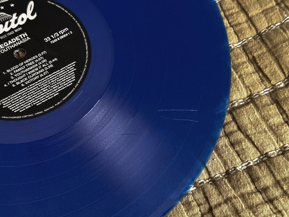 Megadeth Youthanasia Vinyl Blue Record(scratches on record) - Image 4 of 4