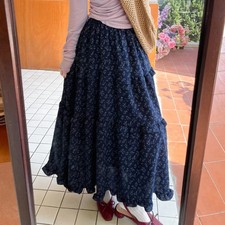 Summer Women Patchwork Ruffles Long Skirts Vintage Y2K Printed Floral Maxi Skirt