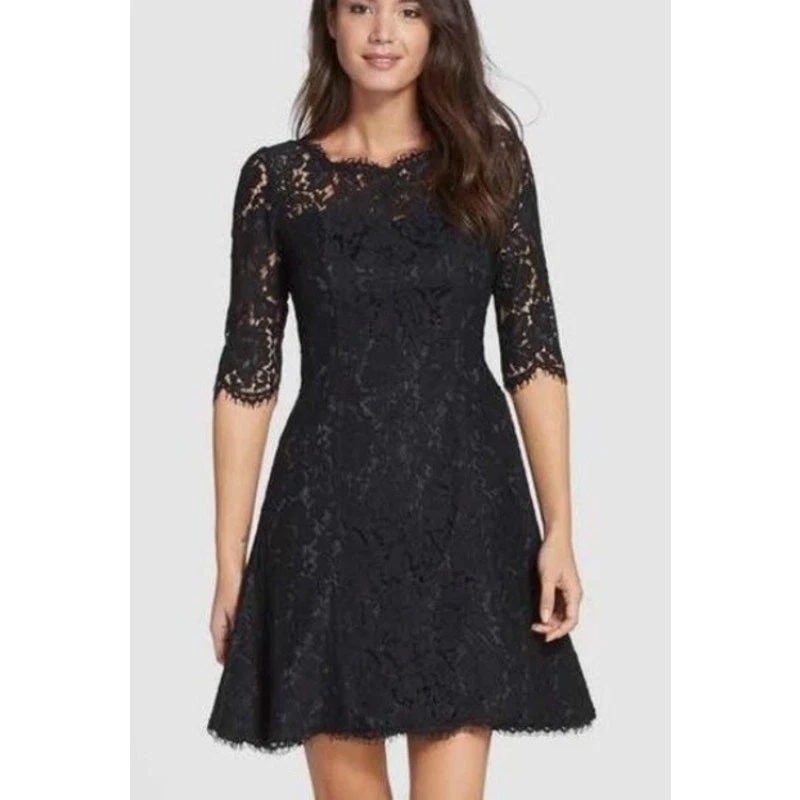 navy blue dress for baby girl Eliza J Lace A-Line Shift Mini Dress Lace Green Size 0 Petite Nwt main image 1