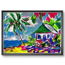 Sunny Beach House Original Art 8x11 Neo Expressionism Artwork on A4 Paper