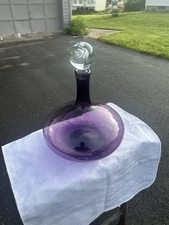 Blenko 6716 Airtwist In Rare Plum Decanter By Joel Myers
