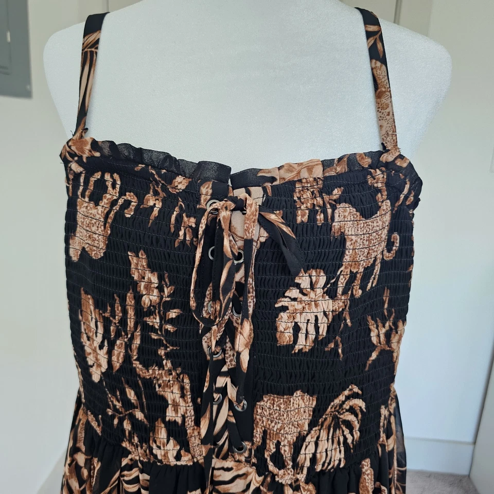 Babydoll Torrid Chifón Calado Cami Itinerante Leopardos Negro Animal Edgy Talla 1X Foto 4 de 4