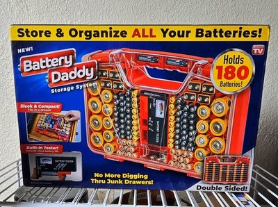 Battery Daddy Storage System Holds 180 Batteries Caddy Organizer Case and Tester