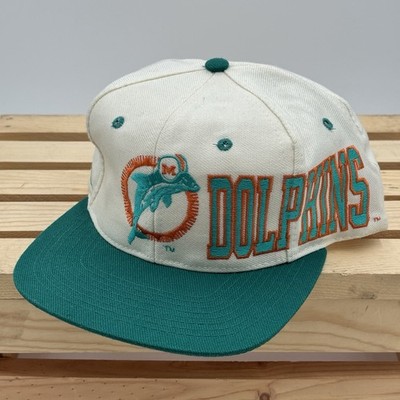 Vintage Apex One Miami Dolphins Snapback Hat Spell Out Wrap Around Logo White