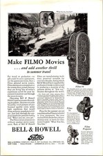 1927 Bell  Howell Filmo Movie Video Camera Vintage Print Ad Ephemera