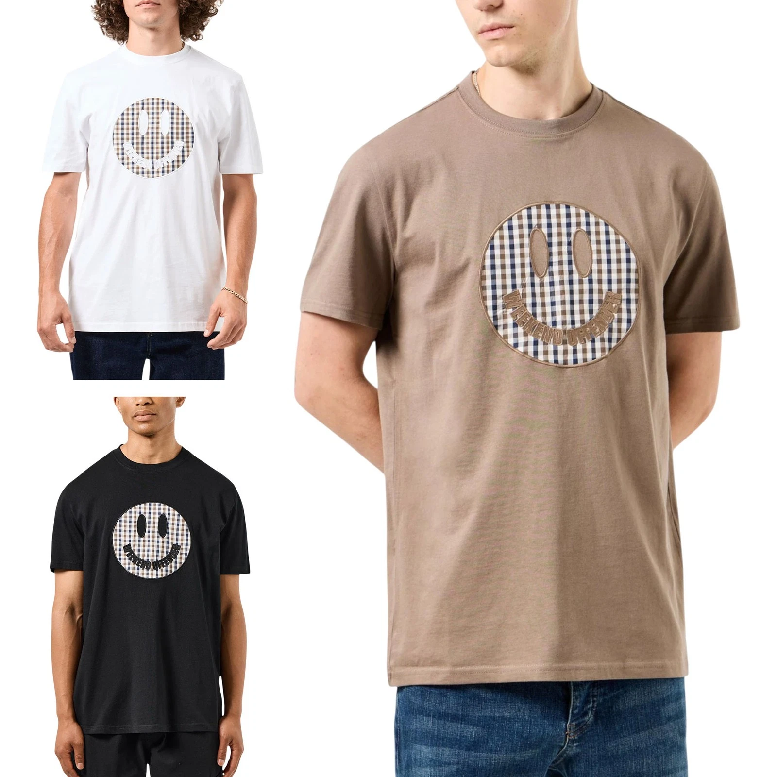 Weekend Offender Mens T Shirts Tambay Smiley Crew Neck Short Sleeve Cotton Tops