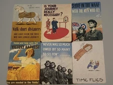 6 PC WW II VINTAGE CORK BACK COASTERS BRITISH IMPERIAL WAR MUSEUM MINI POSTERS!