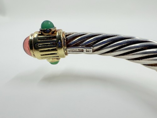 David Yurman Sterling & 14k Y Gold Bangle Bracelet Renaissance Collection 7 inch - Picture 11 of 13