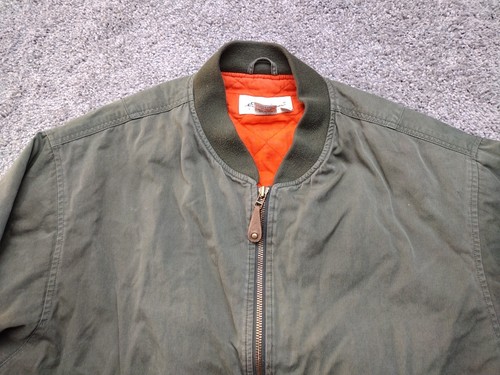 Eddie Bauer Bomber Jacket Mens XL Green Zip Flight Quilt Lined Military Style - Picture 2 of 15