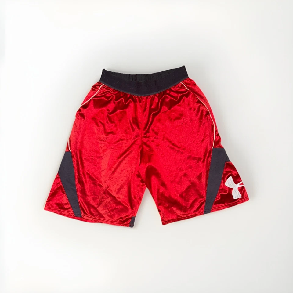 Pantalones cortos deportivos de baloncesto Under Armour rojo carbón y carmesí para hombre talla L Foto 2 de 3