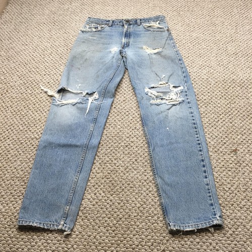 Vintage Levis Jeans Mens 33x34 Blue Relaxed Tapered Distressed USA Denim - Image 1