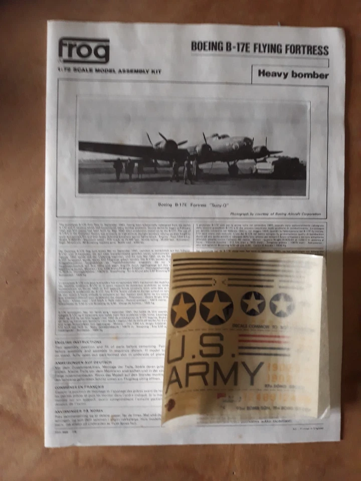 maquette 1/72e B 17 E Frog, une des dernieres productions de Frog; neuve - Photo 3/4