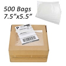 500 7.5x5.5 Clear Packing List Invoice Shipping Label Envelopes Adhesive Pouches