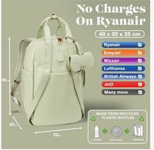Cabin Max Bird & Stars Cabin Bag - Sage Green Travel Backpack Under-seat £65