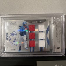 Cavan Biggio Auto 2020 Absolute 6 Patch Beckett 9 48/99 Blue Jays Astros Graded