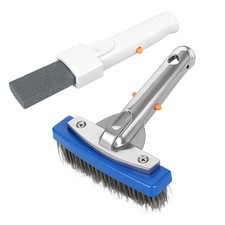 Pool Pumice Stone & 5.5" Stainless Steel Brush Kit with Handle | Pumice Stone...