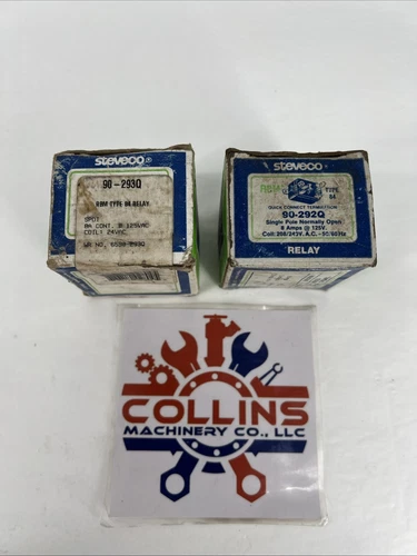 (Lot of 2) Steveco RBM Type 84 Relay 90-293Q, Single Pole Normal Open, 8A, 125V