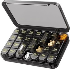 Weekly Pill Organizer 3 Times a Day with Moisture-Proof Design Large Pill Box