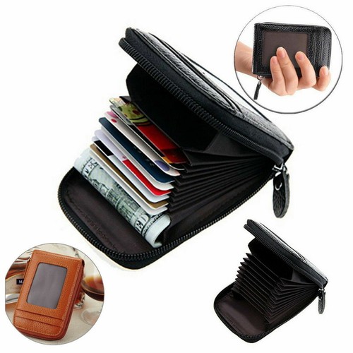 Men Wallet Credit Card Holder Genuine Leather RFID Blocking Zipper Pocket Thin - Picture 16 of 23