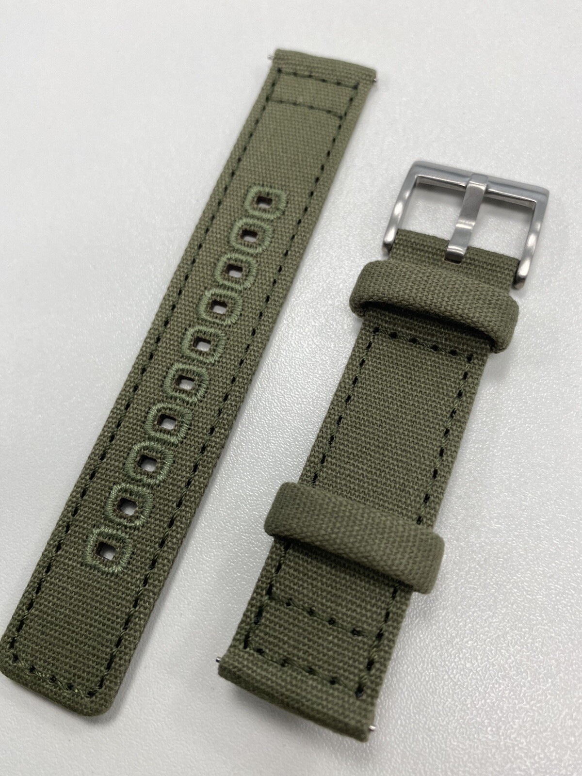 Canvas Fabric Watch Straps 18mm, 20mm Green, Khaki, Premium Washable