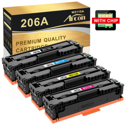 4x Color Toner 206A W2110A For HP LaserJet Pro With Chip M255dw M283fdw MFP M283